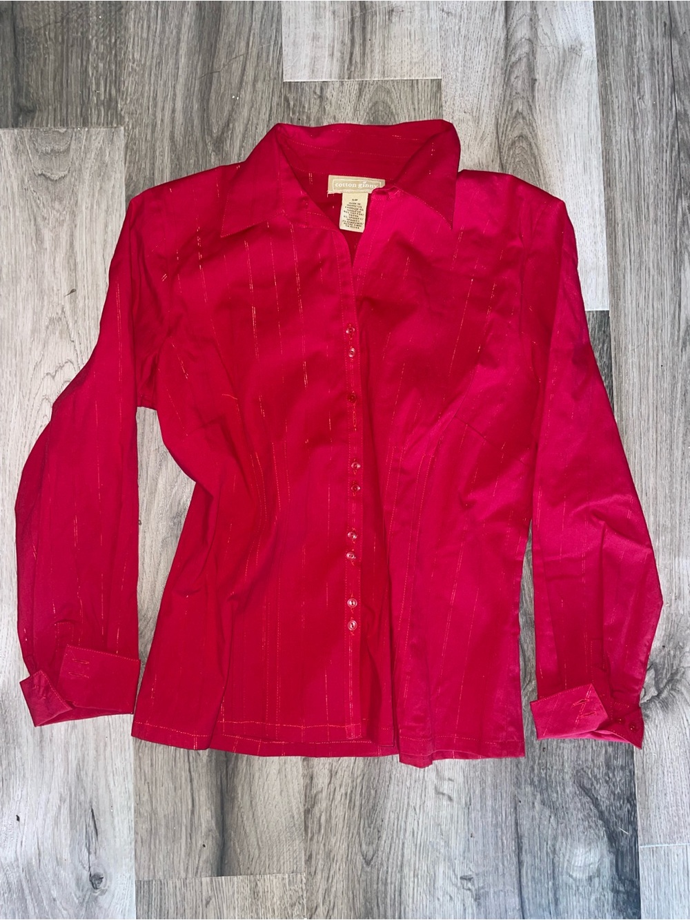 Vintage Cotton Ginny Button-Front Red Women's Blouse